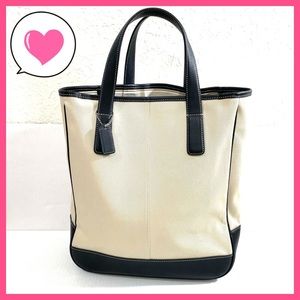 Vintage Coach Hampton tote cream black leather